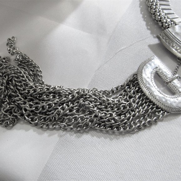 SEXY SILVER TONE METAL NECKLACE EXCEL. COND. VINTAGE AMERICAN - Picture 6 of 8